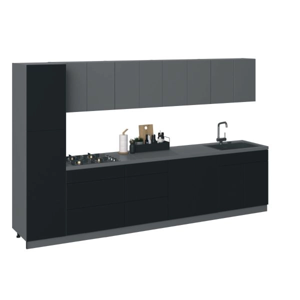 Kitchen Elegant Collection Black Color & Gray Base Size 11Ft Wide