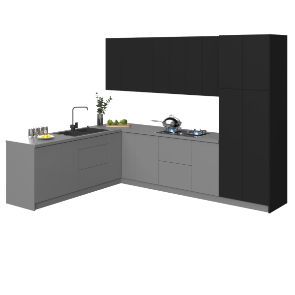 Kitchen Harmony Collection Gray & Black Color Base Size 8x10Ft Wide