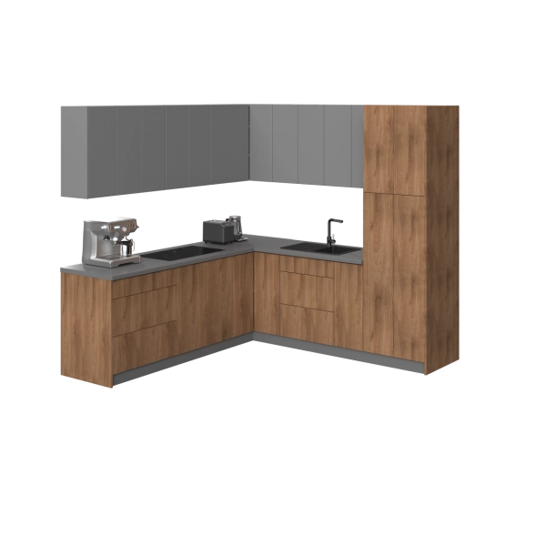 Kitchen Urban Collection Natural Teak & Gray Color Base Size 8x8Ft Wide