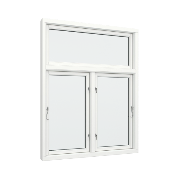 Casement Window PVC with Side Hinges, 2 Opening Sections, Fixed Top (View from inside)