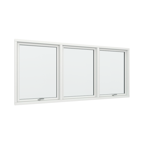 3 Windows PVC with Top Control System, Fixed Frame with Center Mullion (View from inside)