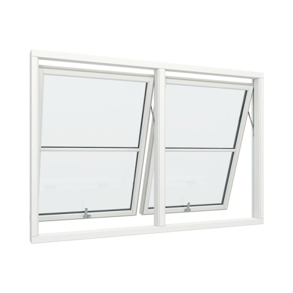 Bay 2 Windows PVC with Top Control, Glass Panels 1x2 (View from inside)