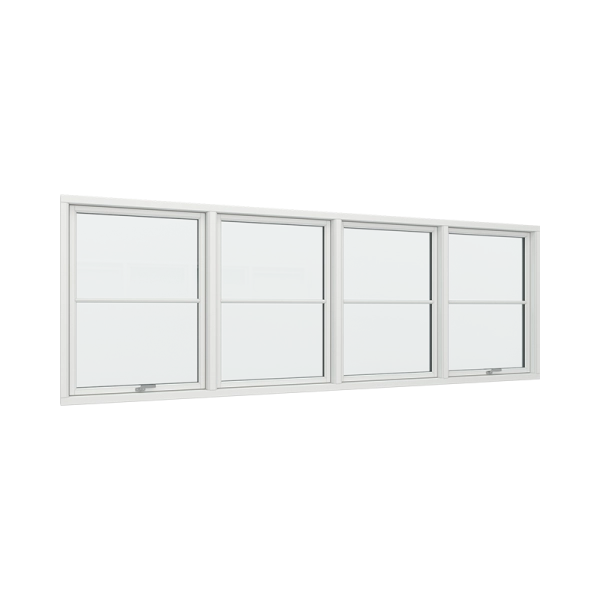 Bay 4 Windows PVC with Top Control, Glass Panels 1x2 (View from inside)