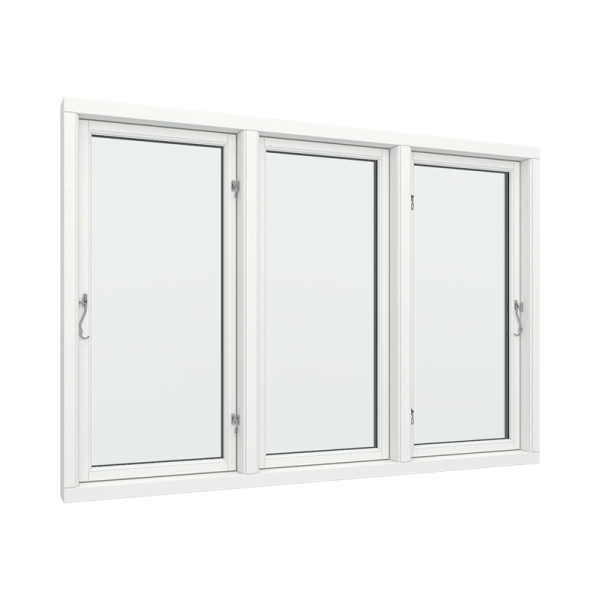 Triple-Glass PVC Casement Window with Side Hinges (3 Opening, Left, Left, Right) (View from inside)