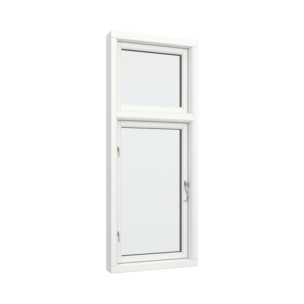 Casement Window PVC with Side Hinges, Single Glass, Right Opening, Fixed Top (View from inside)