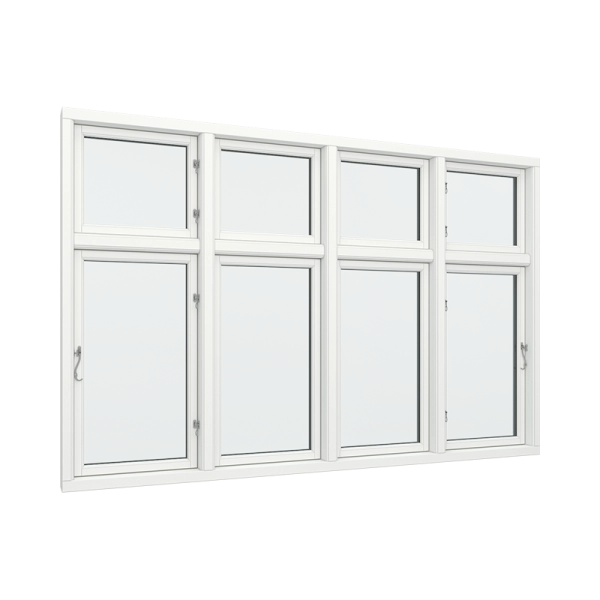 Casement Window PVC with Side Hinges, Four Windows (View from inside)