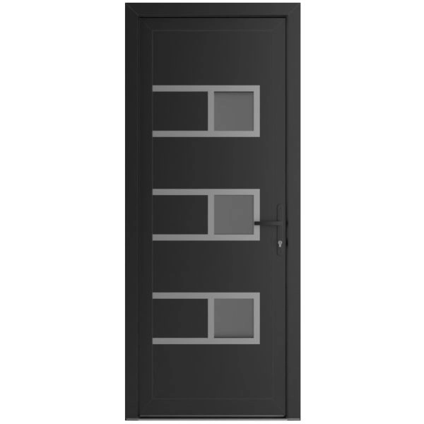 Front Exterior Prehung Metal-Plastic Door | Manux 8933 Matte Black | Office Commercial and Residential Doors Entrance Patio Garage W30" x H80" Left hand Inswing