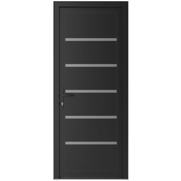 Front Exterior Prehung Metal-Plastic Door | Manux 8415 Matte Black | Office Commercial and Residential Doors Entrance Patio Garage W36" x H80" Right hand Inswing