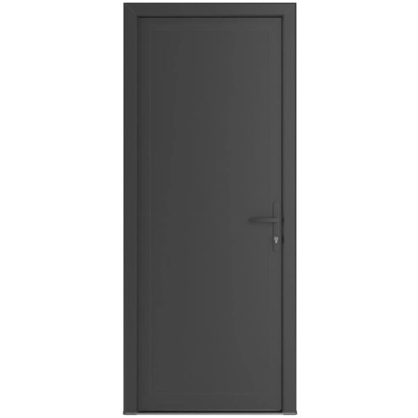 Front Exterior Prehung Metal-Plastic Door | Manux 8111 Antracite Grey | Office Commercial and Residential Doors Entrance Patio Garage W36" x H80" Left hand Inswing