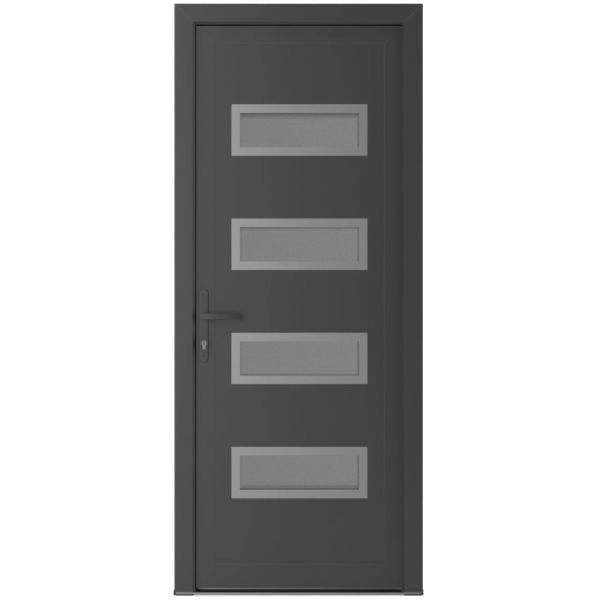 Front Exterior Prehung Metal-Plastic Door | Manux 8113 Antracite Grey | Office Commercial and Residential Doors Entrance Patio Garage W32" x H80" Right hand Inswing
