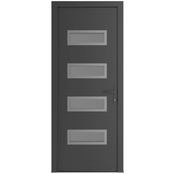 Front Exterior Prehung Metal-Plastic Door | Manux 8113 Antracite Grey | Office Commercial and Residential Doors Entrance Patio Garage W36" x H80" Left hand Inswing