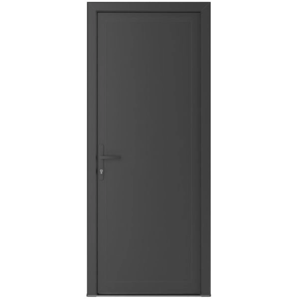 Front Exterior Prehung Metal-Plastic Door | Manux 8111 Antracite Grey | Office Commercial and Residential Doors Entrance Patio Garage W36" x H80" Right hand Inswing