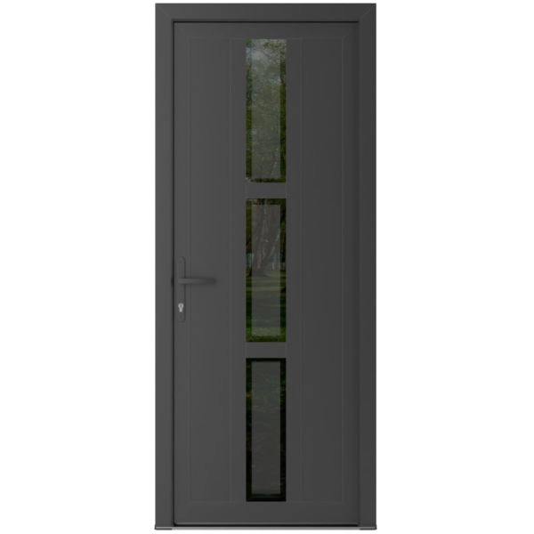 Front Exterior Prehung Metal-Plastic Door | Manux 8112 Antracite Grey | Office Commercial and Residential Doors Entrance Patio Garage W36" x H80" Right hand Inswing