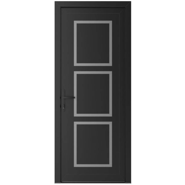 Front Exterior Prehung Metal-Plastic Door | Manux 8661 Matte Black | Office Commercial and Residential Doors Entrance Patio Garage W36" x H80" Right hand Inswing