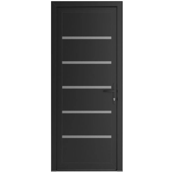 Front Exterior Prehung Metal-Plastic Door | Manux 8415 Matte Black | Office Commercial and Residential Doors Entrance Patio Garage W36" x H80" Left hand Inswing