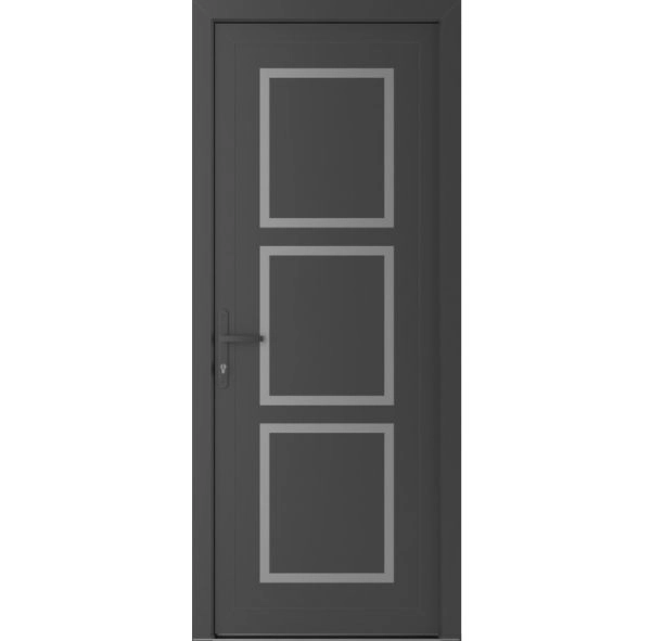 Front Exterior Prehung Metal-Plastic Door | Manux 8661 Antracite Grey | Office Commercial and Residential Doors Entrance Patio Garage W36" x H80" Right hand Inswing