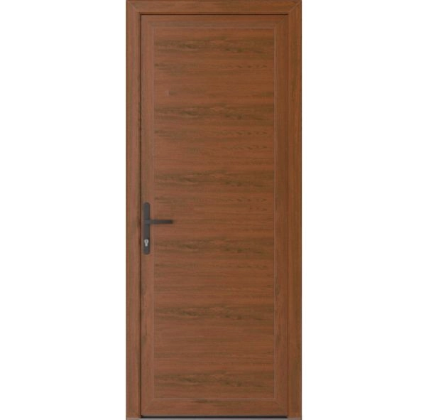 Front Exterior Prehung Metal-Plastic Door | Manux 8111 Walnut | Office Commercial and Residential Doors Entrance Patio Garage W36" x H80" Right hand Inswing