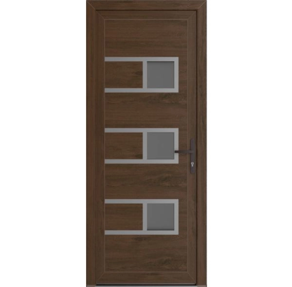 Front Exterior Prehung Metal-Plastic Door | Manux 8933 Walnut | Office Commercial and Residential Doors Entrance Patio Garage W30" x H80" Left hand Inswing
