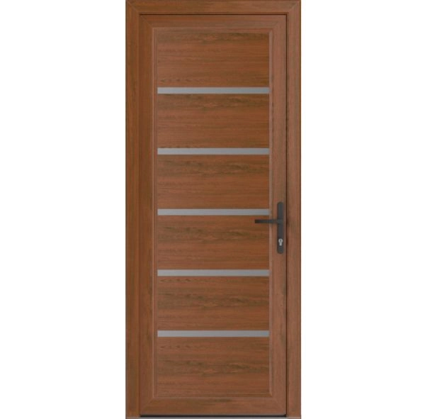 Front Exterior Prehung Metal-Plastic Door | Manux 8415 Walnut | Office Commercial and Residential Doors Entrance Patio Garage W36" x H80" Left hand Inswing