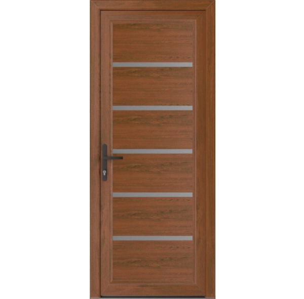 Front Exterior Prehung Metal-Plastic Door | Manux 8415 Walnut | Office Commercial and Residential Doors Entrance Patio Garage W30" x H80" Right hand Inswing