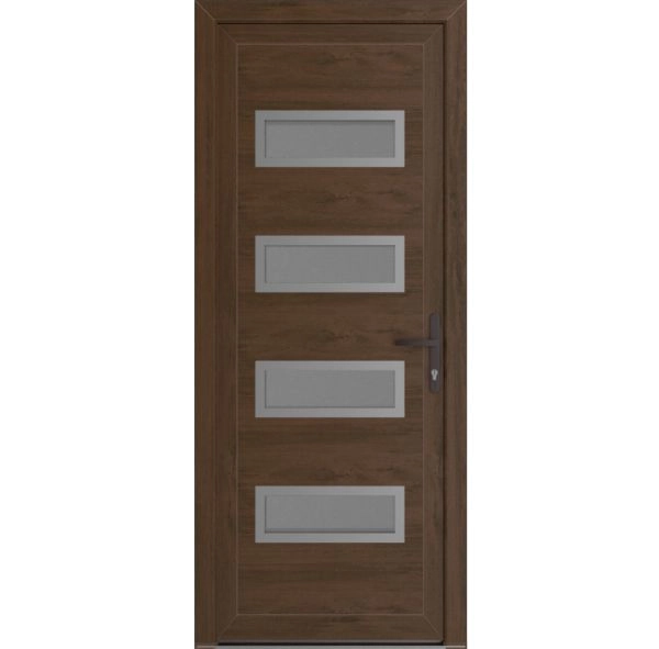 Front Exterior Prehung Metal-Plastic Door | Manux 8113 Walnut | Office Commercial and Residential Doors Entrance Patio Garage W36" x H80" Left hand Inswing