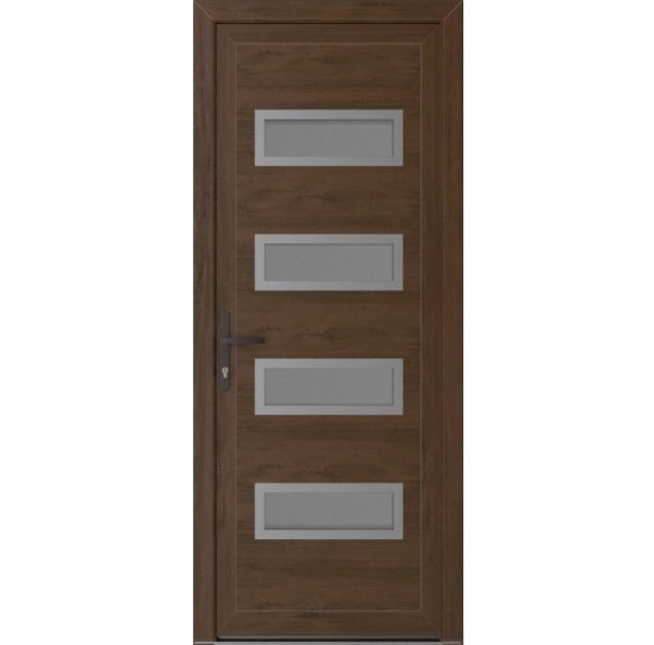 Front Exterior Prehung Metal-Plastic Door | Manux 8113 Walnut | Office Commercial and Residential Doors Entrance Patio Garage W32" x H80" Right hand Inswing