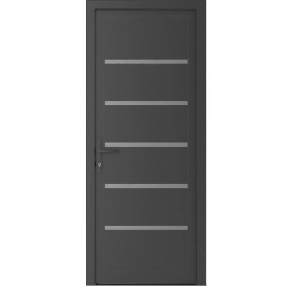 Front Exterior Prehung Metal-Plastic Door | Manux 8415 Antracite Grey | Office Commercial and Residential Doors Entrance Patio Garage W30" x H80" Right hand Inswing