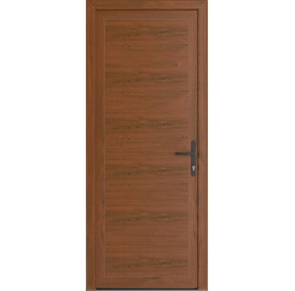 Front Exterior Prehung Metal-Plastic Door | Manux 8111 Walnut | Office Commercial and Residential Doors Entrance Patio Garage W36" x H80" Left hand Inswing