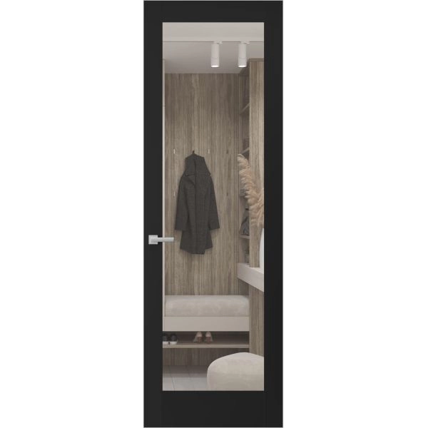 Hidden Door | Lucia 2166 Matte Black Concealed Metal Frame 18" x 80" Right-hand Inswing