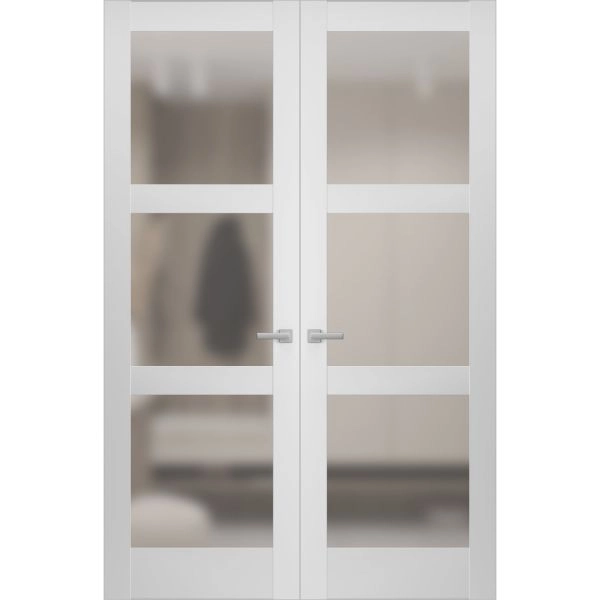 Hidden Double Doors | Lucia 2552 White Silk Concealed Metal Frame 36" x 80" (2* 18x80) Left-hand Inswing