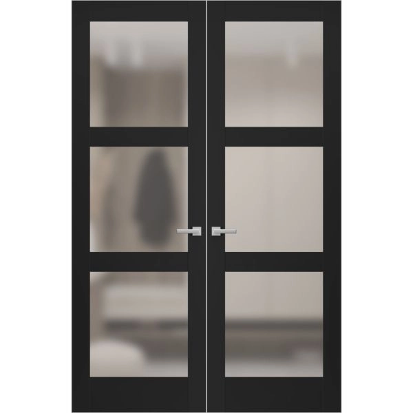 Hidden Double Doors | Lucia 2552 Matte Black Concealed Metal Frame 36" x 80" (2* 18x80) Right-hand Inswing