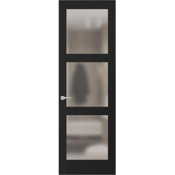 Hidden Door | Lucia 2552 Matte Black Concealed Metal Frame 18" x 80" Right-hand Inswing