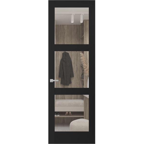 Hidden Door | Lucia 2555 Matte Black Concealed Metal Frame 18" x 80" Right-hand Inswing