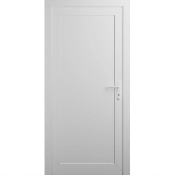 Front Exterior Prehung Metal-Plastic Door | Manux 8111 White Silk | Office Commercial and Residential Doors Entrance Patio Garage W36" x H80" Left hand Inswing
