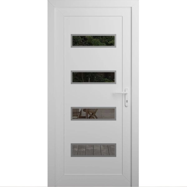Front Exterior Prehung Metal-Plastic Door | Manux 8113 White Silk | Office Commercial and Residential Doors Entrance Patio Garage W36" x H80" Left hand Inswing