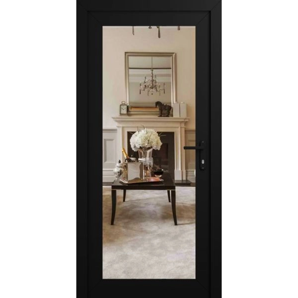 Front Exterior Prehung Metal-Plastic Door Clear Glass / MANUX 8666 Matte Black / Office Commercial and Residential Doors Entrance Patio Garage 36" x 80" Left-Hand Inswing