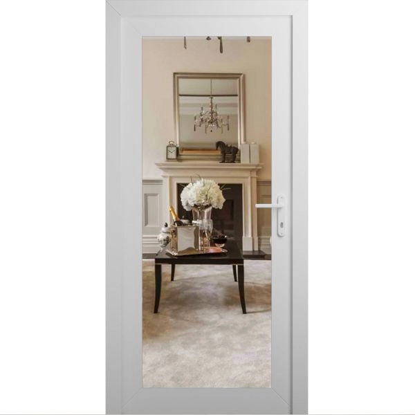 Front Exterior Prehung Metal-Plastic Door Clear Glass / MANUX 8666 White Silk / Office Commercial and Residential Doors Entrance Patio Garage 36" x 80" Left-Hand Inswing