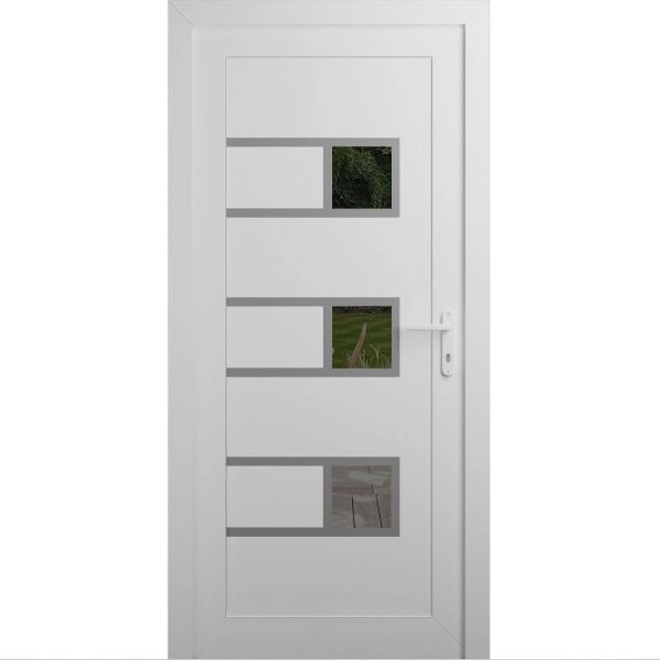 Front Exterior Prehung Metal-Plastic Door | Manux 8933 White Silk | Office Commercial and Residential Doors Entrance Patio Garage W30" x H80" Left hand Inswing