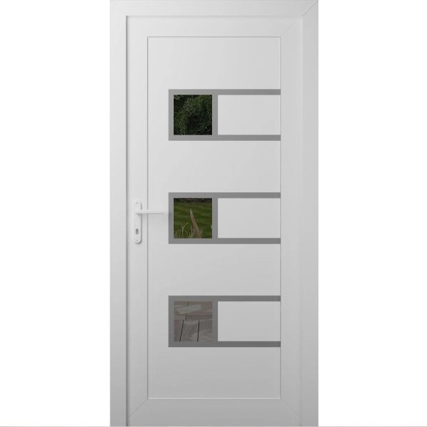 Front Exterior Prehung Metal-Plastic Door | Manux 8933 White Silk | Office Commercial and Residential Doors Entrance Patio Garage W30" x H80" Right hand Inswing