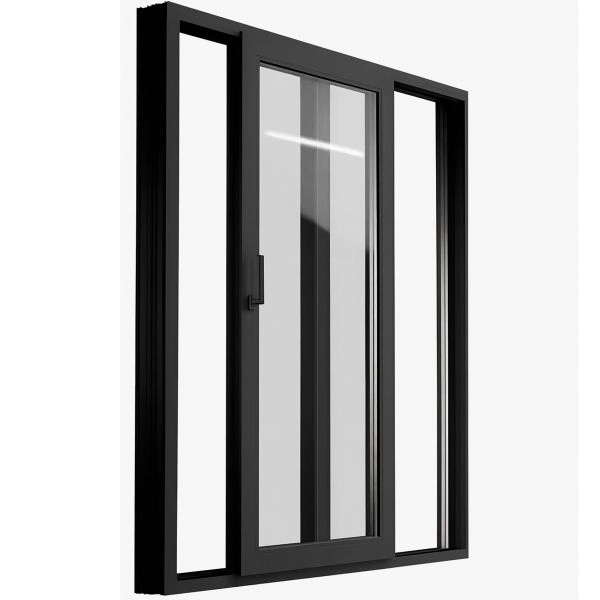 Patio Exterior Metal-Plastic Sliding Doors / Patio 8177 Matte Black 64" x 80" Left active door / Tempered Clear Glass Bypass Door
