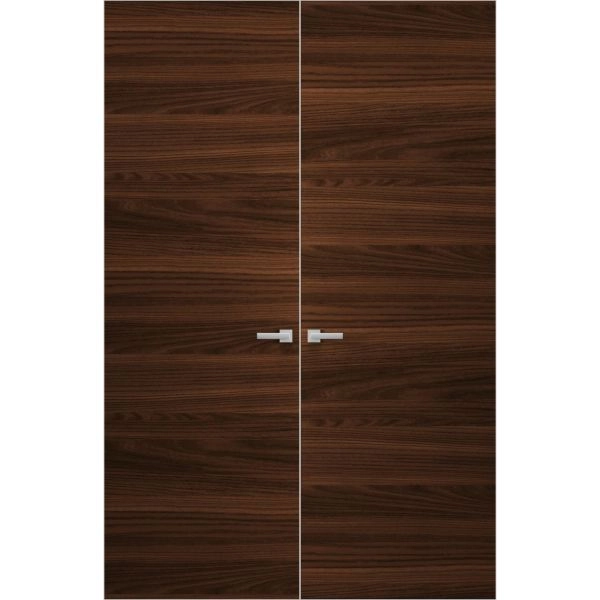 Hidden Double Doors | Planum 0010 Chocolate Ash Concealed Metal Frame 36" x 80" (2* 18x80) Right-hand Inswing