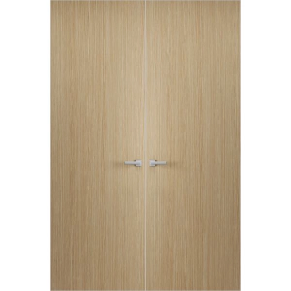 Hidden Double Doors | Planum 0010 Vertical Natural Veneer Concealed Metal Frame 36" x 80" (2* 18x80) Right-hand Inswing