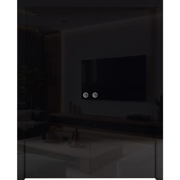 Sliding Double Pocket Doors 36 x 80 inches | Planum 0010 Gloss Black | Kit Rail Hardware | Solid Wood Interior Bedroom Doors