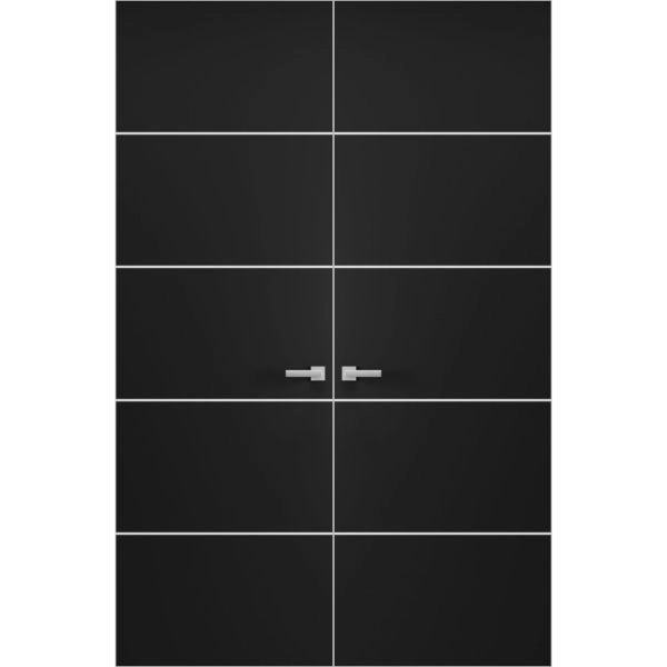 Hidden Double Doors | Planum 0020 Matte Black Concealed Metal Frame 36" x 80" (2* 18x80) Right-hand Inswing