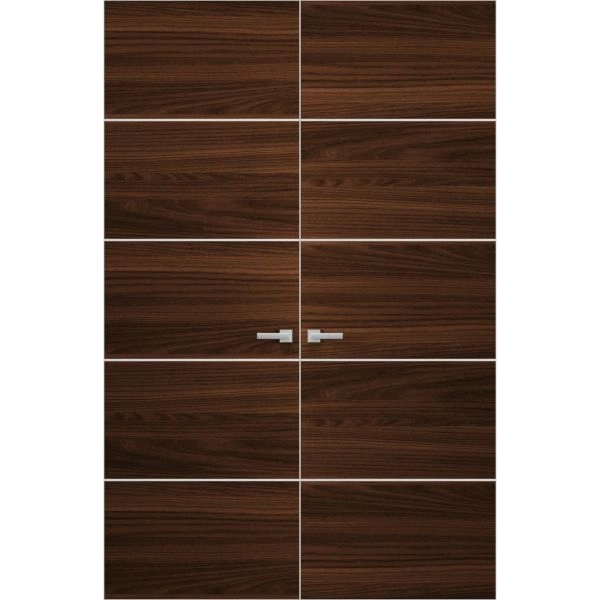 Hidden Double Doors | Planum 0020 Chocolate Ash Concealed Metal Frame 36" x 80" (2* 18x80) Right-hand Inswing