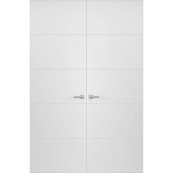 Hidden Double Doors | Planum 0020 White Silk Concealed Metal Frame 36" x 80" (2* 18x80) Left-hand Inswing