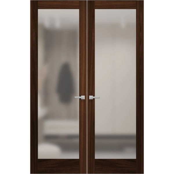 Hidden Double Doors | Planum 2102 Chocolate Ash Concealed Metal Frame 36" x 80" (2* 18x80) Right-hand Inswing