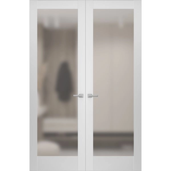 Hidden Double Doors | Planum 2102 White Silk Concealed Metal Frame 36" x 80" (2* 18x80) Left-hand Inswing