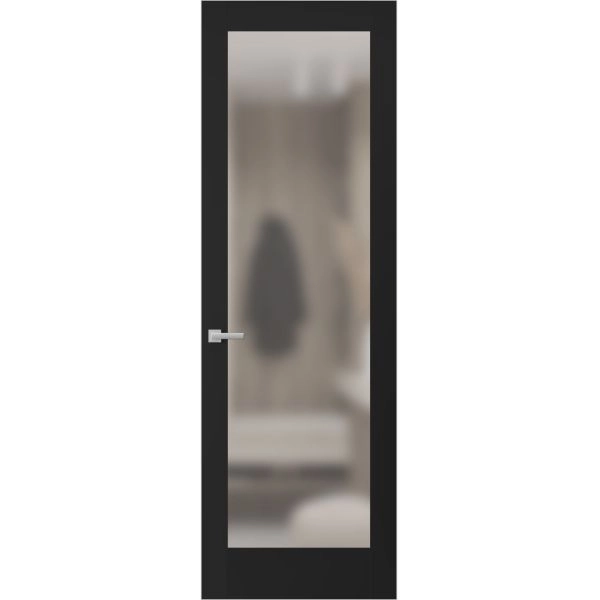 Hidden Door | Planum 2102 Matte Black Concealed Metal Frame 18" x 80" Right-hand Inswing