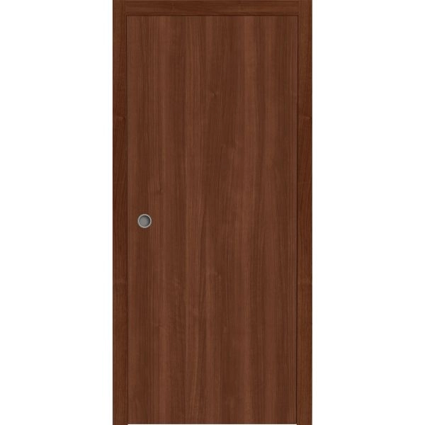 Sliding Pocket Door 18 x 84 inches | BASIC 3001 Walnut Franko | Kit Rail Hardware | Solid Wood Interior Bedroom Modern Doors